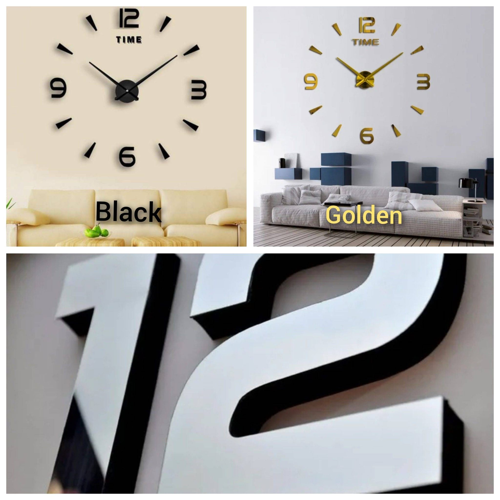 Large acrylic outdoor wall clock3D Wall Clock Acrylic Mirror your